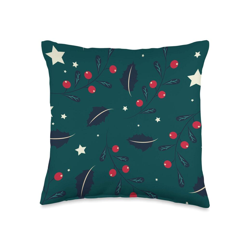6237 Christmas Design Gift Beautiful Pattern Mistletoe Xmas Green Throw